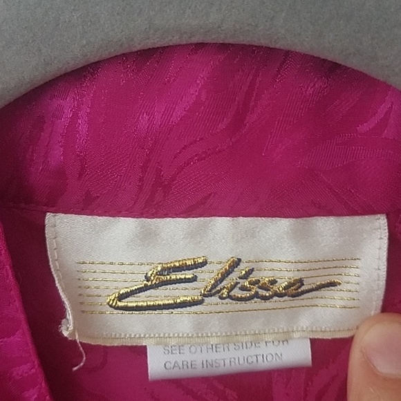 vintage pink Elissa blouse sz 12 shoulder pads cuffs - Picture 3 of 8